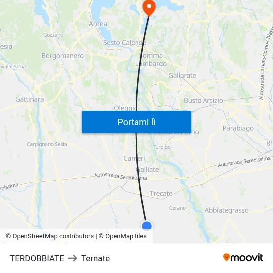TERDOBBIATE to Ternate map