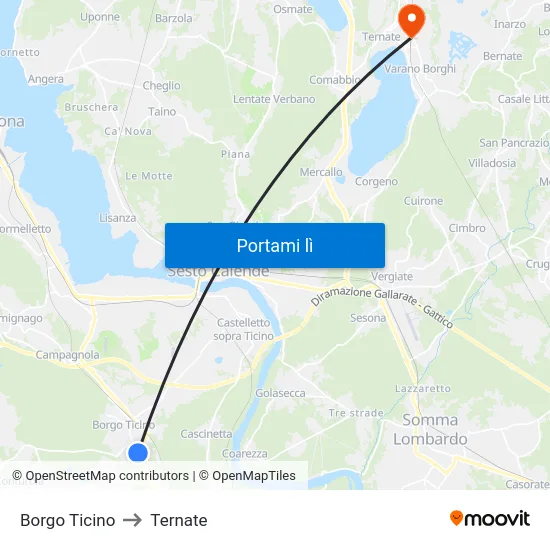 Borgo Ticino to Ternate map