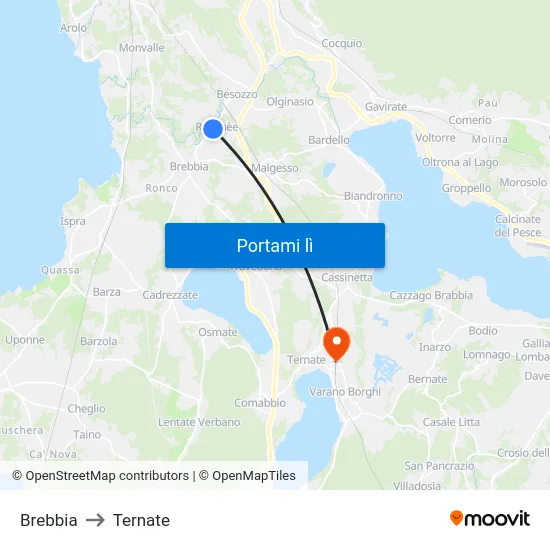 Brebbia to Ternate map