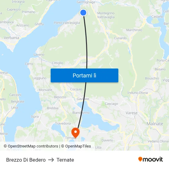 Brezzo Di Bedero to Ternate map
