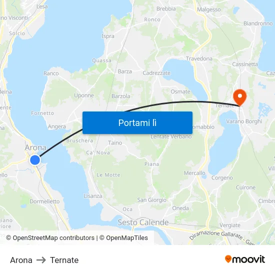 Arona to Ternate map