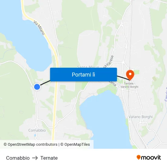 Comabbio to Ternate map