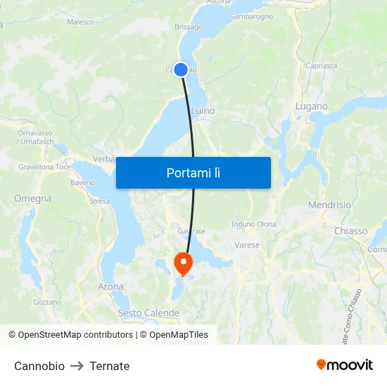 Cannobio to Ternate map