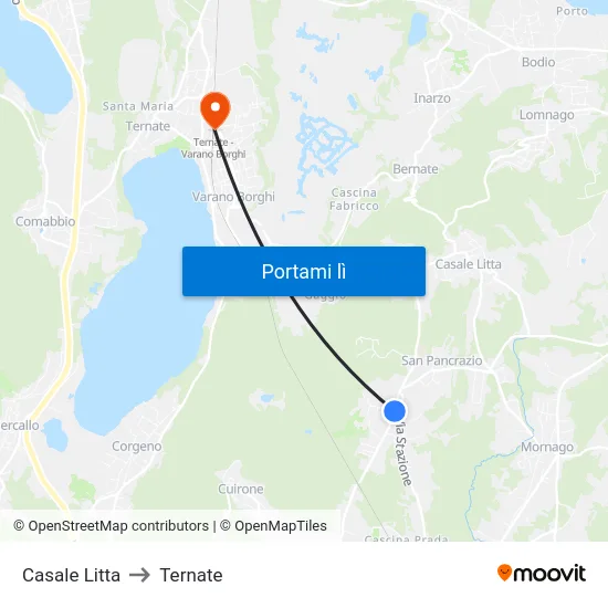 Casale Litta to Ternate map