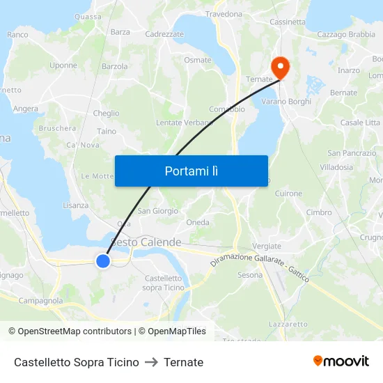 Castelletto Sopra Ticino to Ternate map