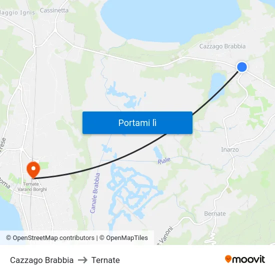 Cazzago Brabbia to Ternate map