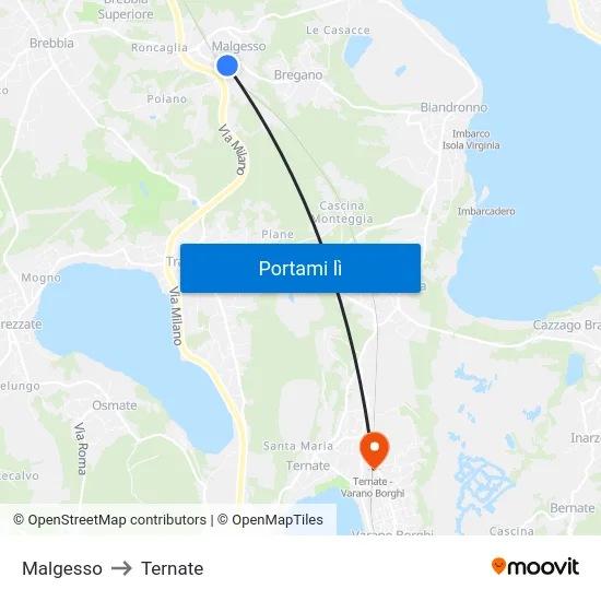 Malgesso to Ternate map