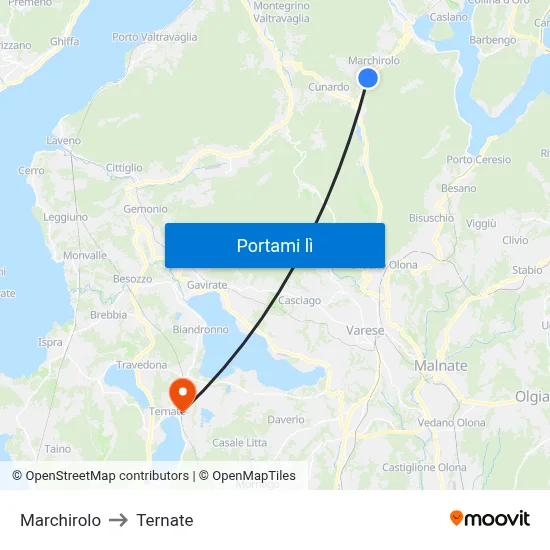 Marchirolo to Ternate map