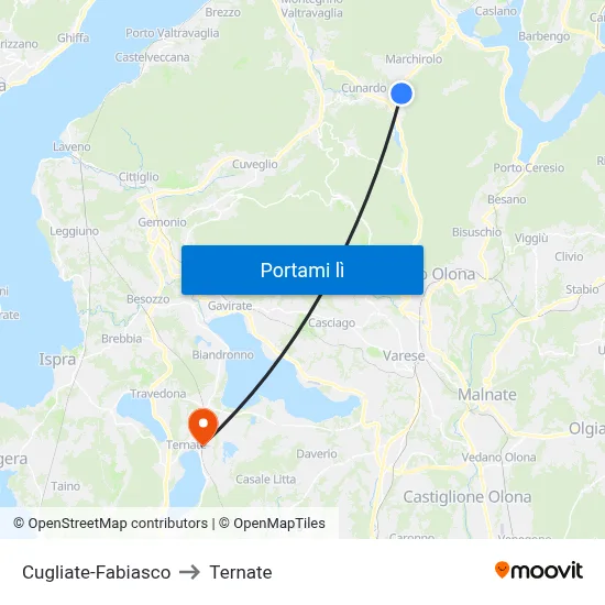 Cugliate-Fabiasco to Ternate map