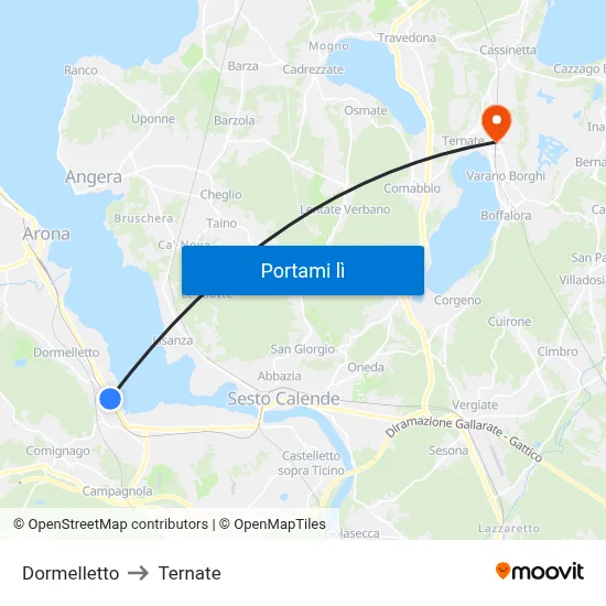 Dormelletto to Ternate map