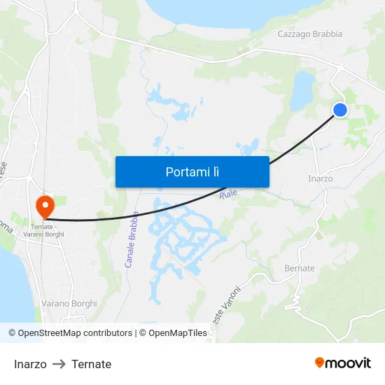 Inarzo to Ternate map