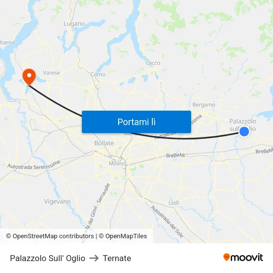 Palazzolo Sull' Oglio to Ternate map