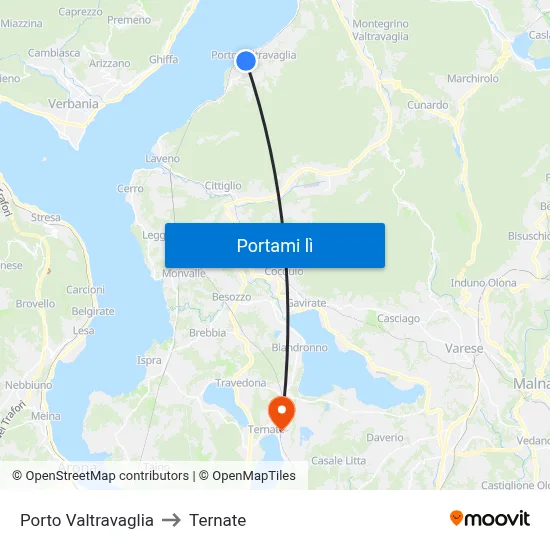 Porto Valtravaglia to Ternate map