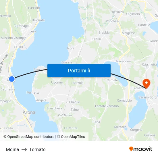 Meina to Ternate map