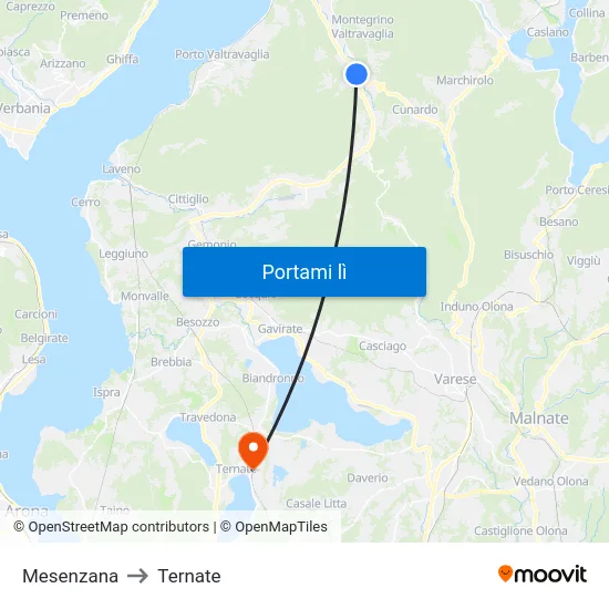 Mesenzana to Ternate map