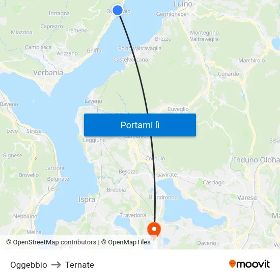 Oggebbio to Ternate map