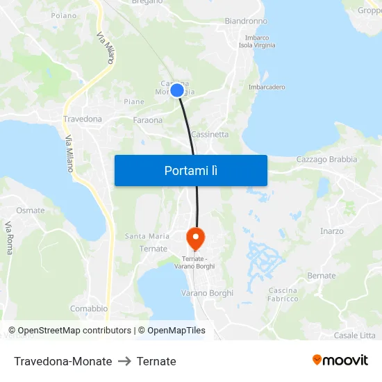 Travedona-Monate to Ternate map