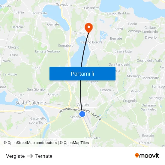 Vergiate to Ternate map