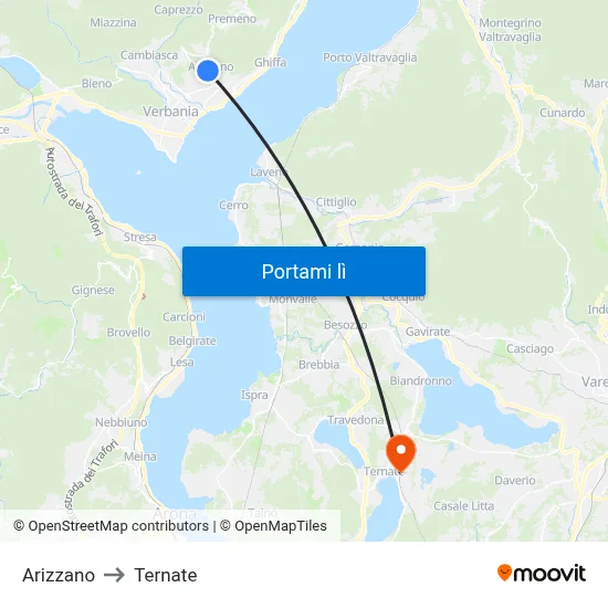 Arizzano to Ternate map