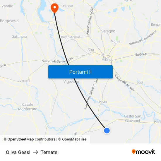 Oliva Gessi to Ternate map