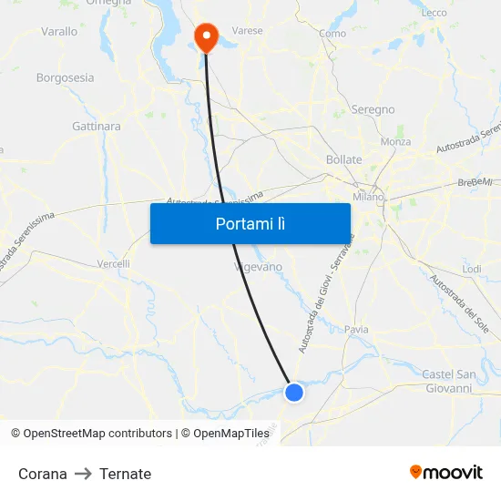 Corana to Ternate map