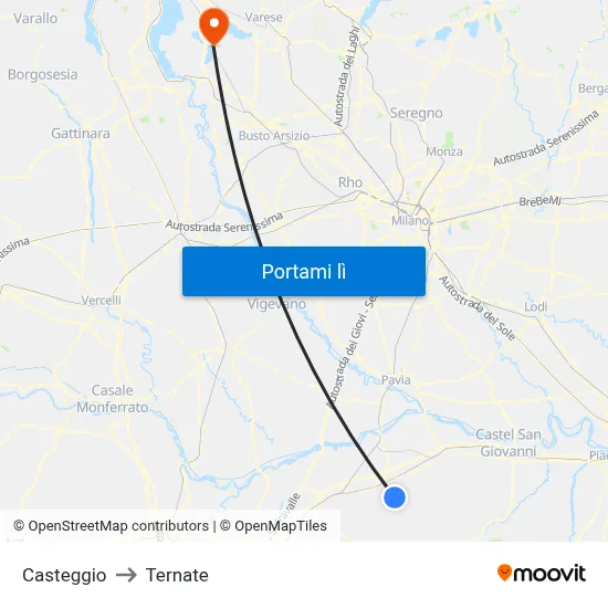 Casteggio to Ternate map