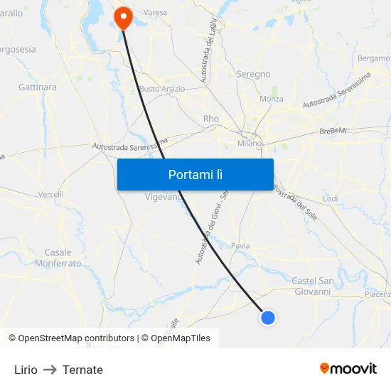 Lirio to Ternate map