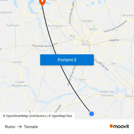 Ruino to Ternate map