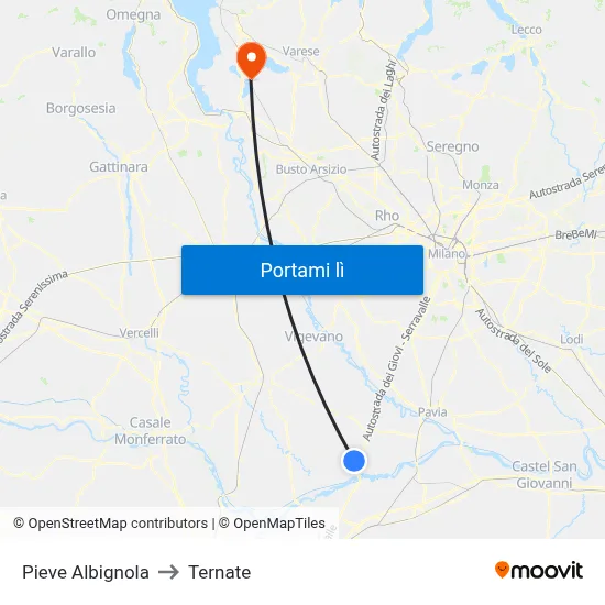 Pieve Albignola to Ternate map