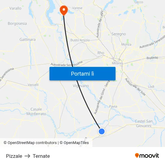 Pizzale to Ternate map