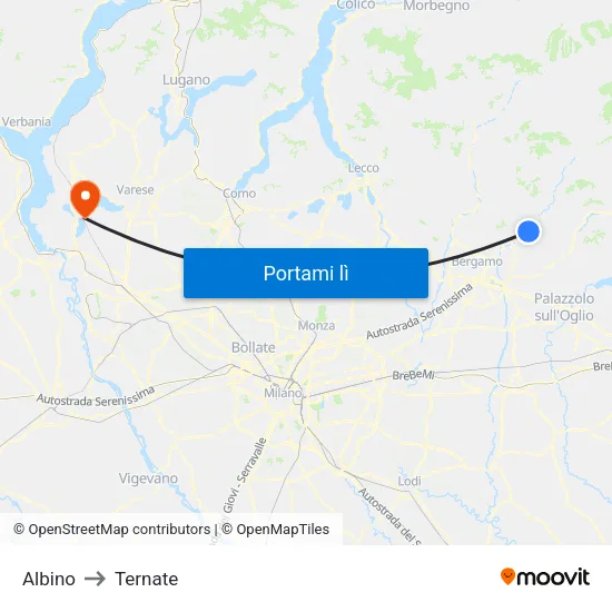 Albino to Ternate map