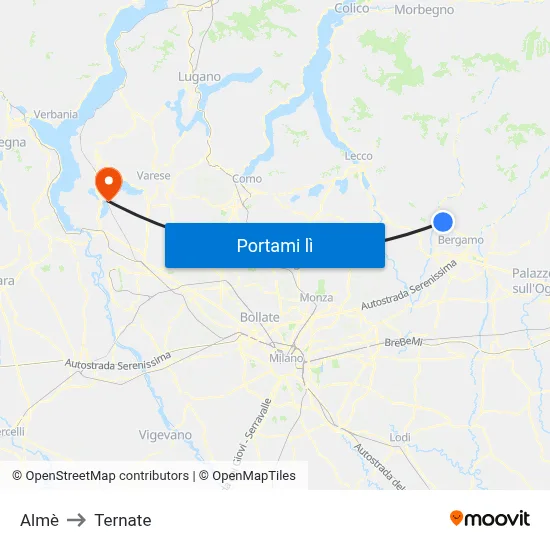 Almè to Ternate map
