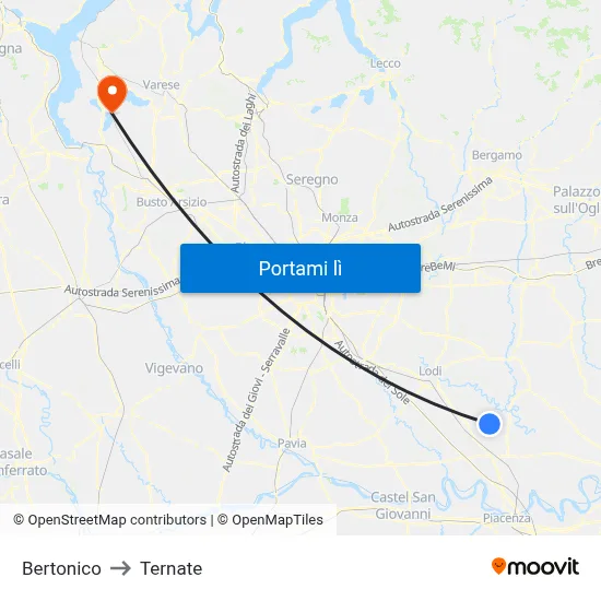 Bertonico to Ternate map