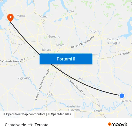 Castelverde to Ternate map