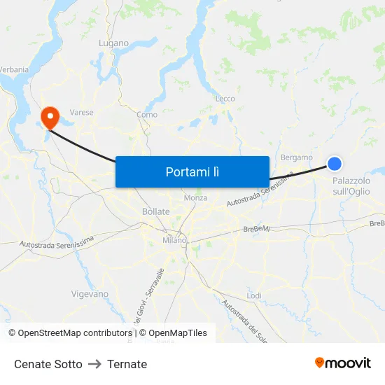 Cenate Sotto to Ternate map