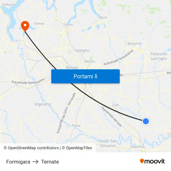 Formigara to Ternate map