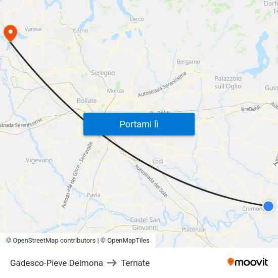 Gadesco-Pieve Delmona to Ternate map