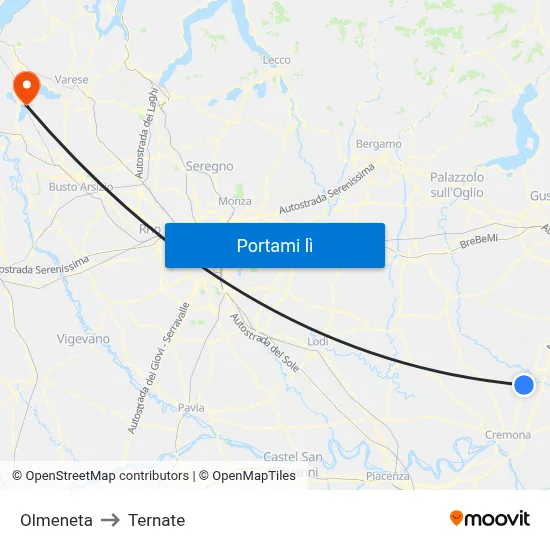 Olmeneta to Ternate map