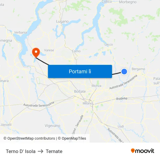 Terno D' Isola to Ternate map