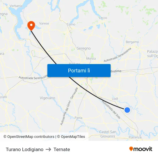 Turano Lodigiano to Ternate map