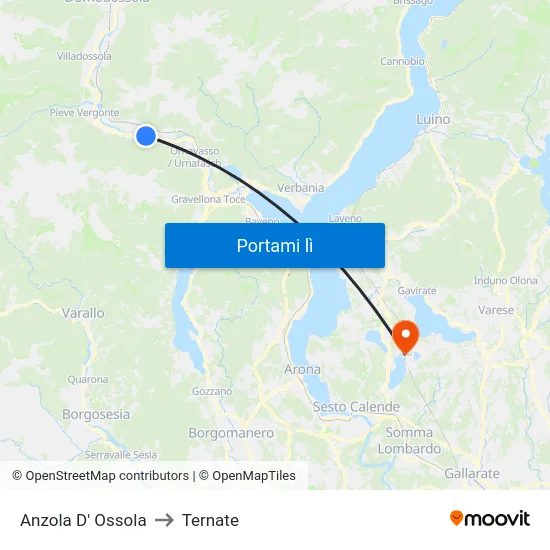 Anzola D' Ossola to Ternate map