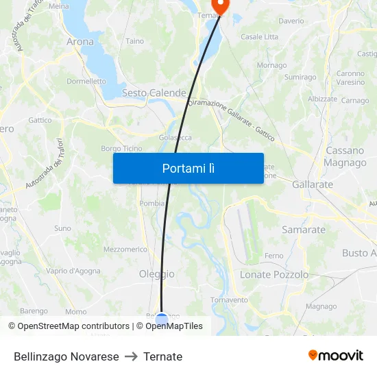 Bellinzago Novarese to Ternate map