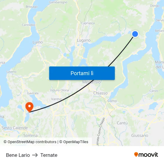 Bene Lario to Ternate map