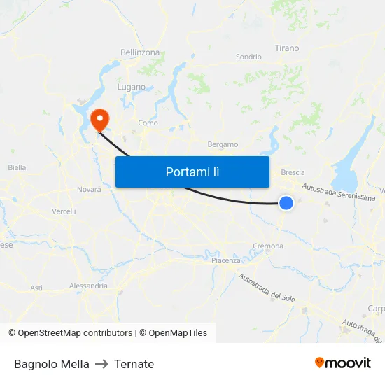 Bagnolo Mella to Ternate map
