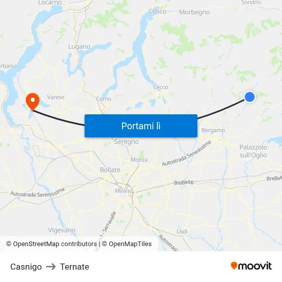 Casnigo to Ternate map