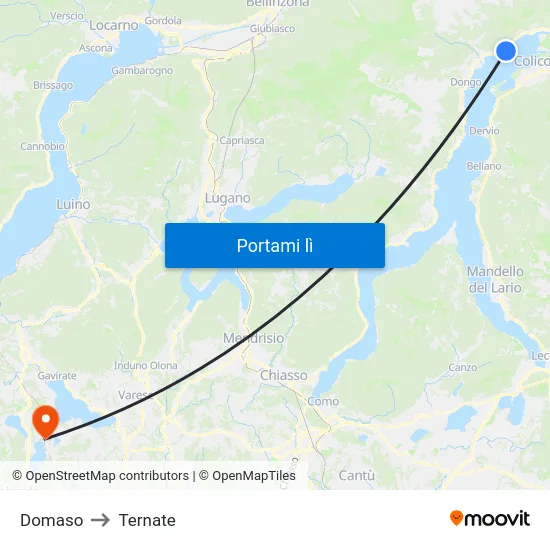 Domaso to Ternate map