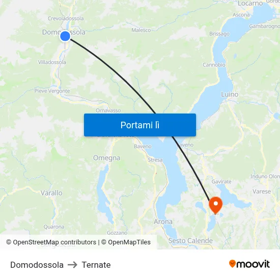 Domodossola to Ternate map