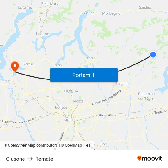 Clusone to Ternate map