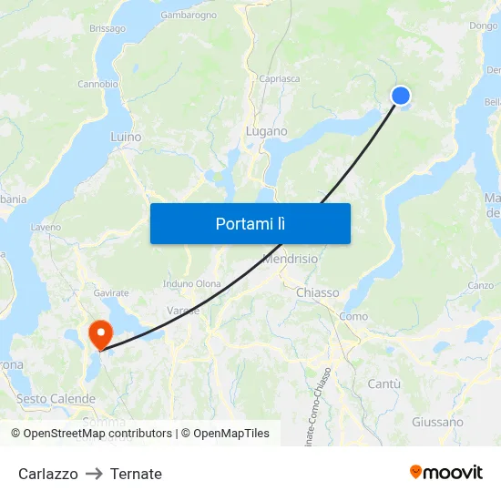 Carlazzo to Ternate map