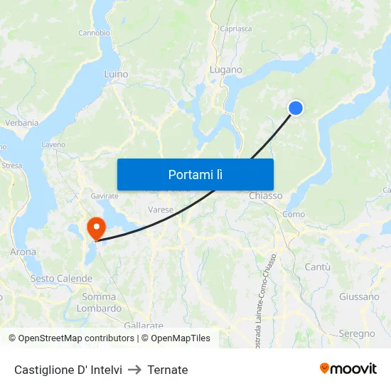 Castiglione D' Intelvi to Ternate map